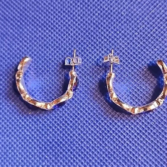 Elegant Silver With Faux Blue Rhinestone Earrings - Picture 3 of 4